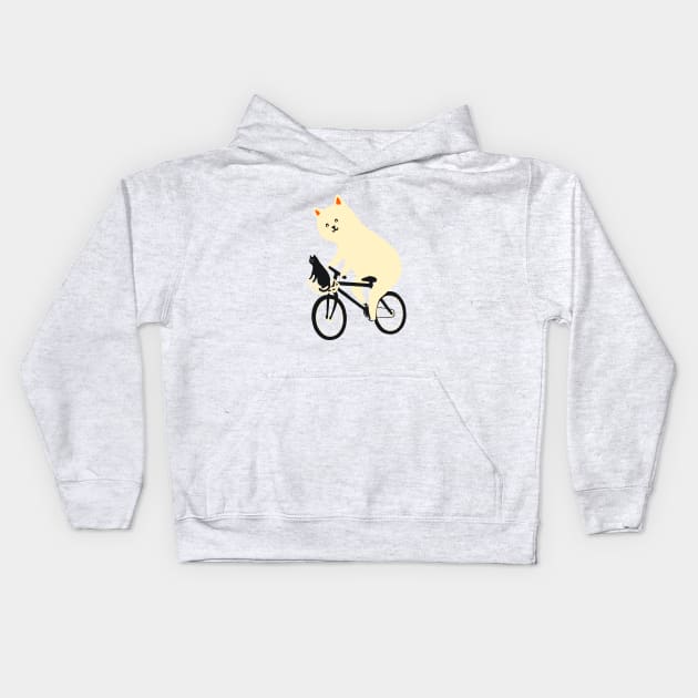 Happy go Lucky Cat 3 ride to the moon Kids Hoodie by Chewbarber